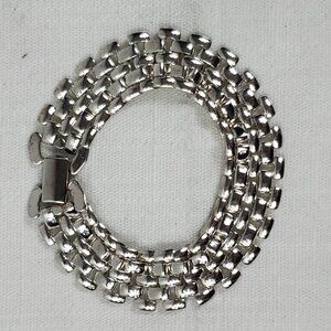 Vintage Napier Wide Silver Tone Link Bracelet Womens